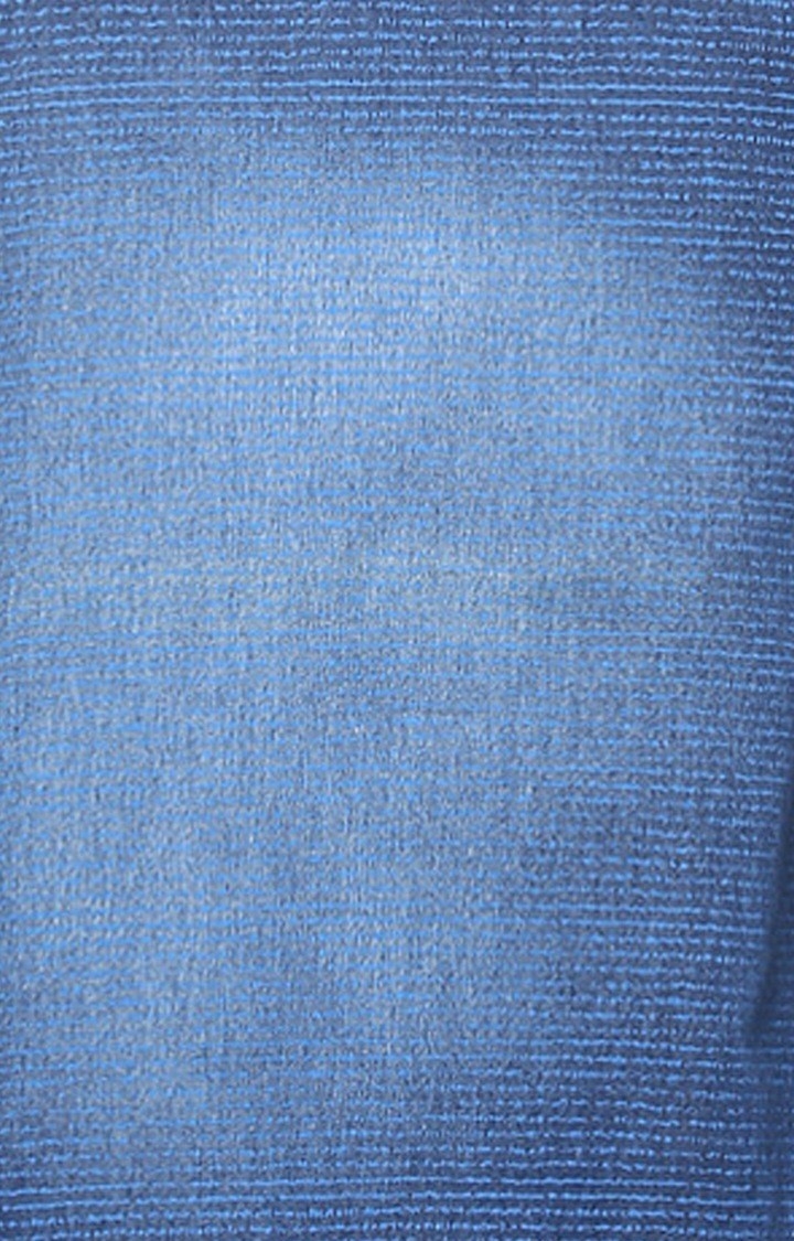 Men's Blue Cotton Striped Casual Shirts