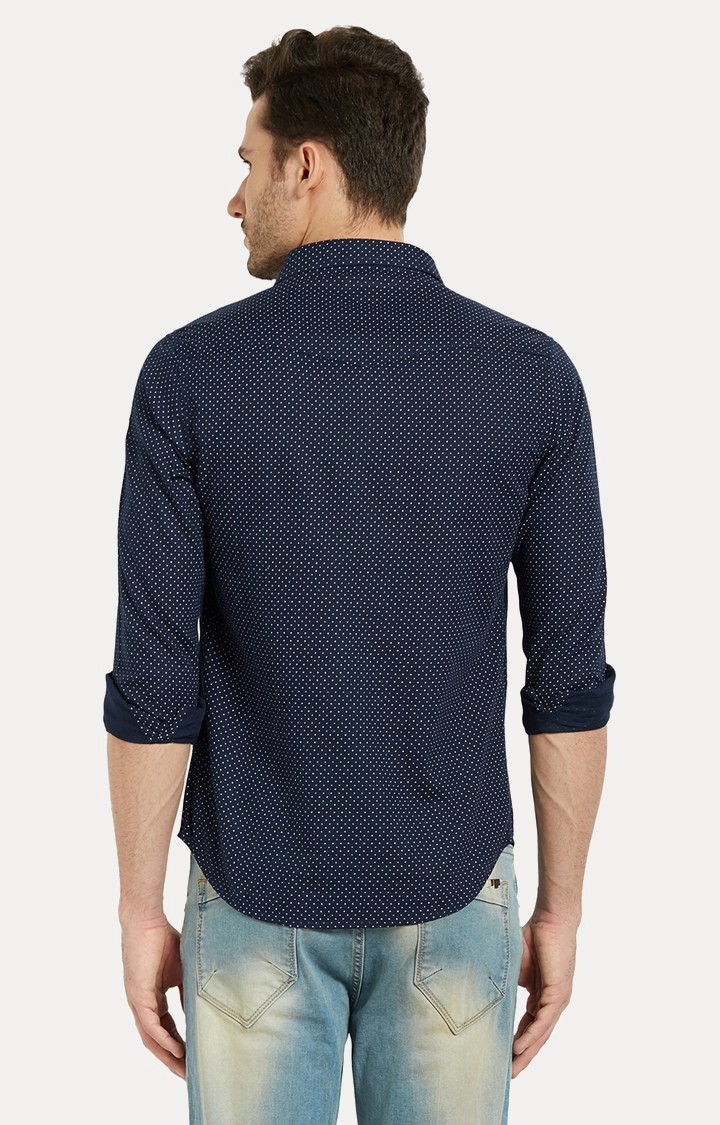 Men's Blue Cotton Printed Casual Shirts