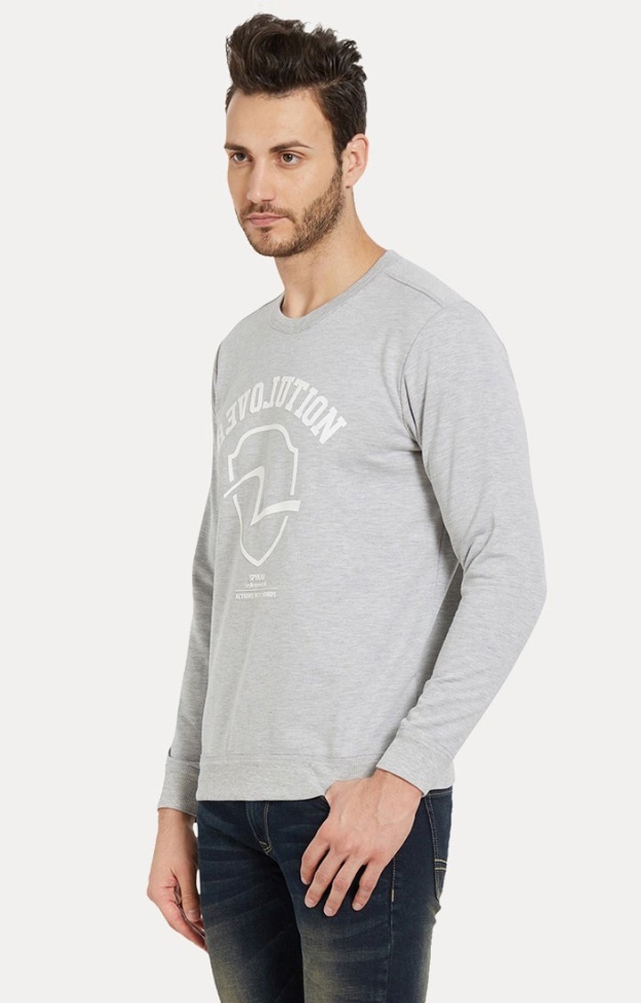 Spykar Grey Printed Slim Fit Sweatshirt