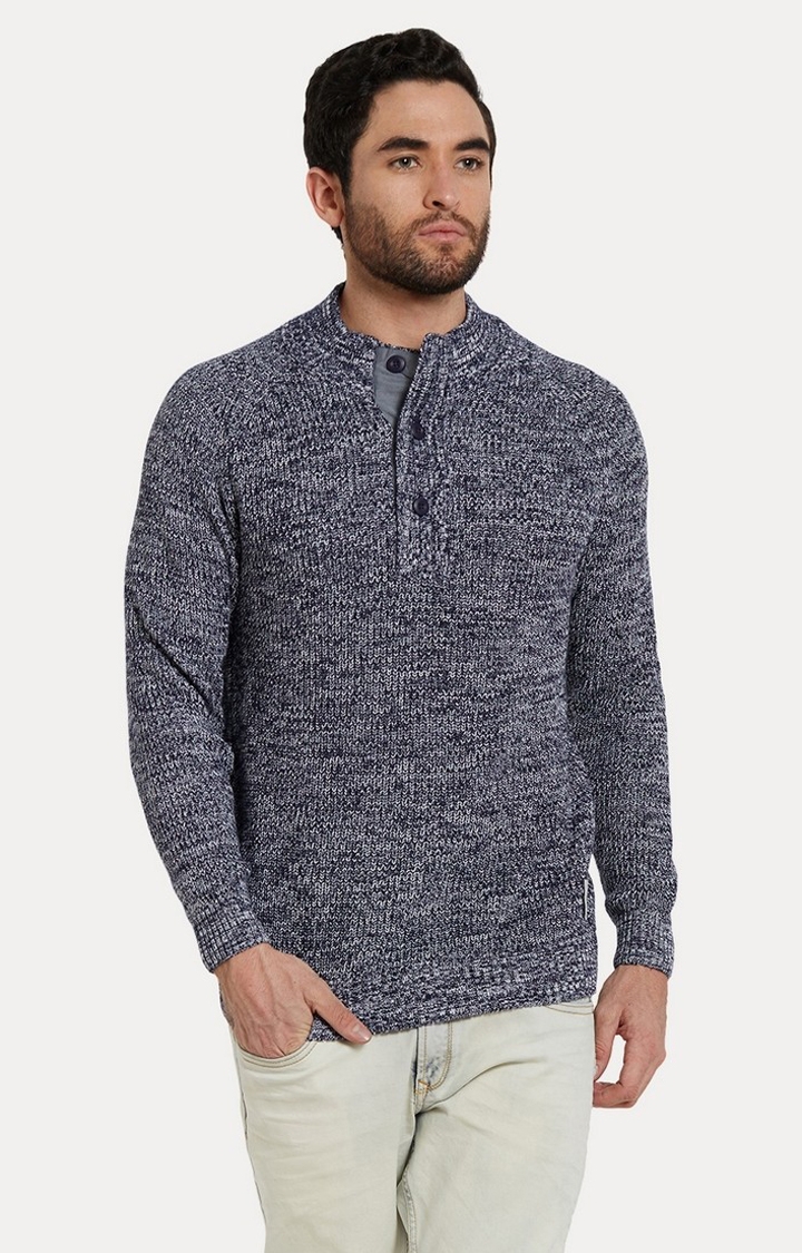 Spykar | spykar Blue Melange Slim Fit Sweaters
