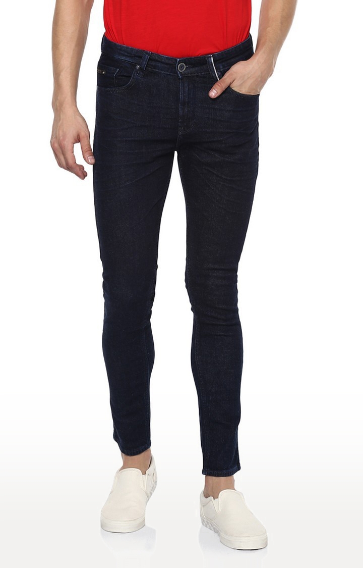 Spykar Blue Cotton Super Skinny Fit Jeans For Men
