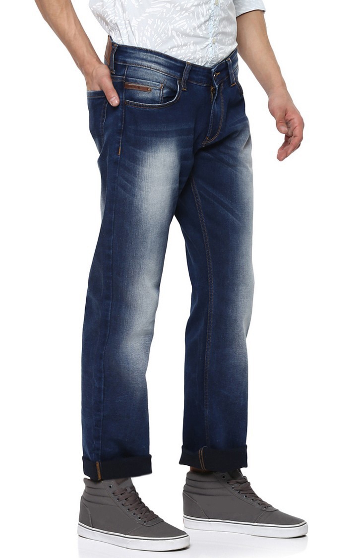 Spykar | Spykar Blue Cotton Regular Fit Straight Regular Length Jeans For Men