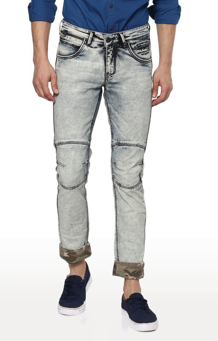 Spykar Grey Cotton Slim Fit Narrow Regular Length Jeans For Men