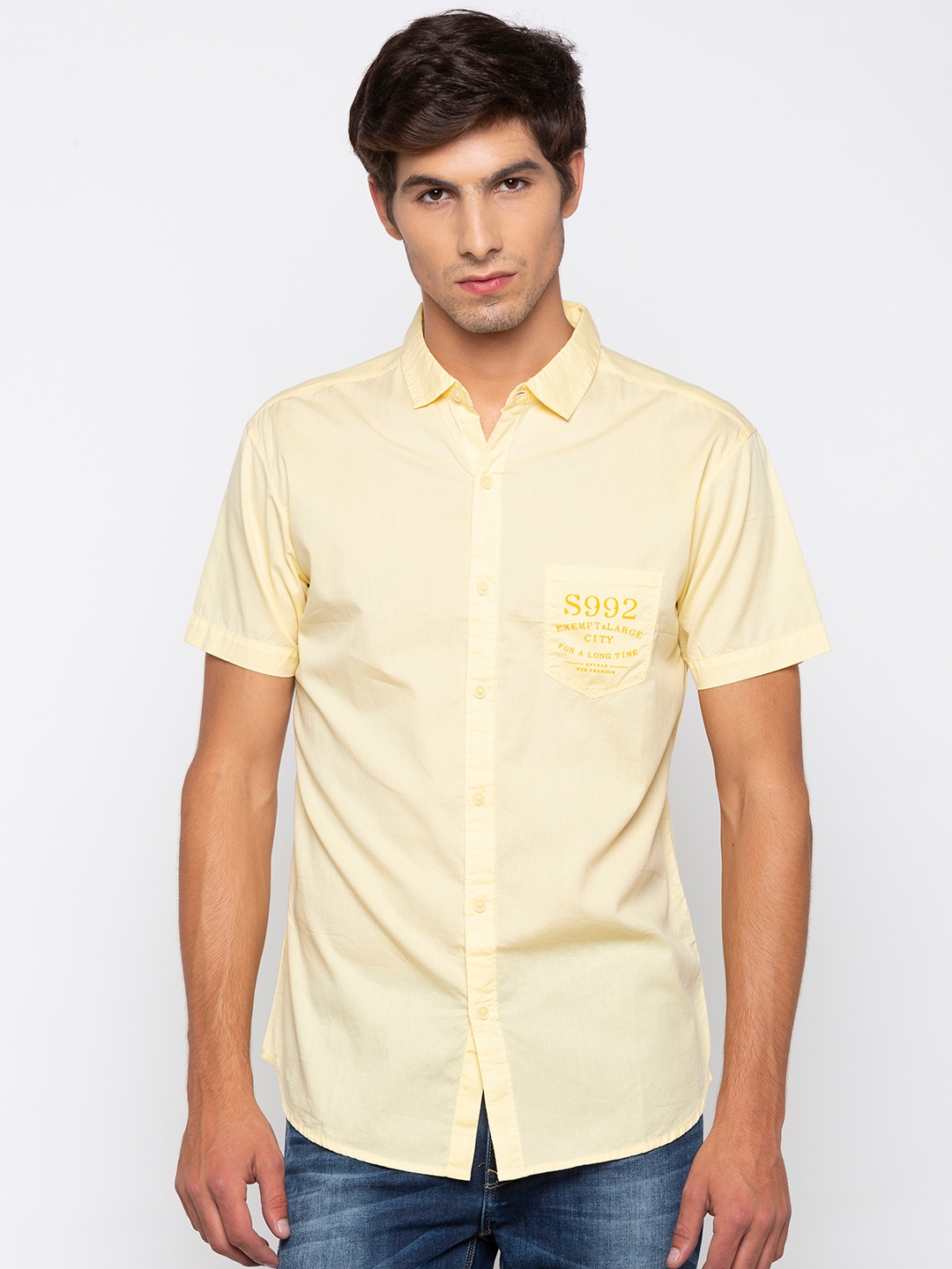 Spykar | spykar Yellow Cotton Casual Shirt