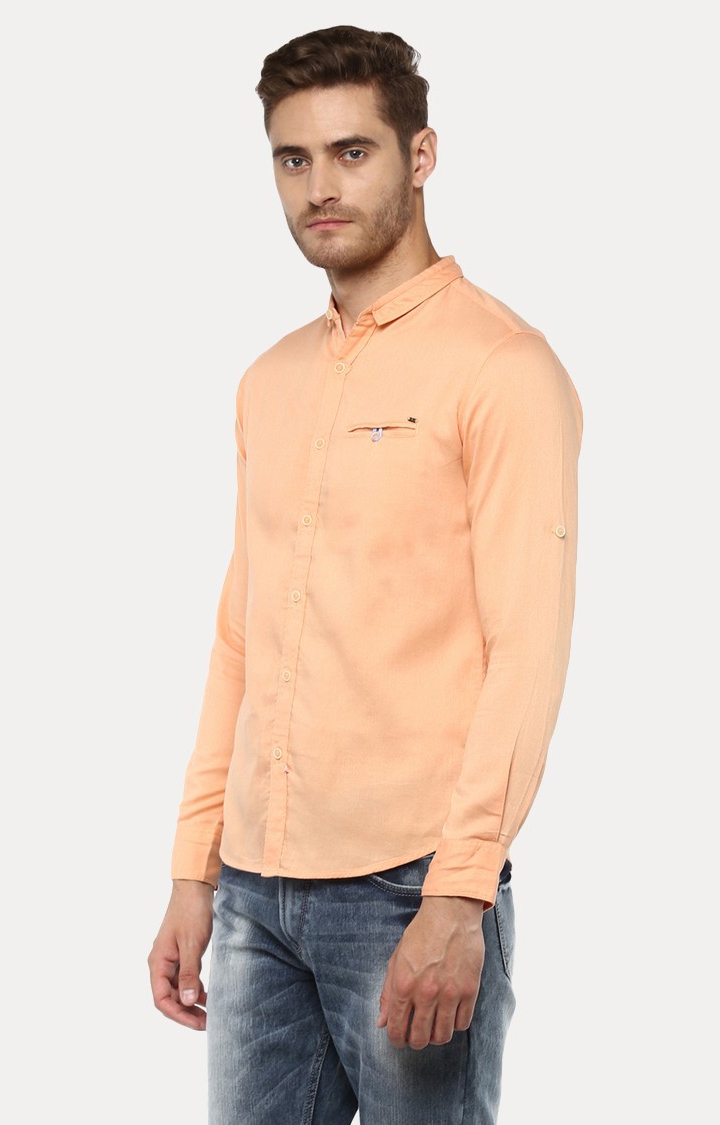 Men's Pink Cotton Solid Casual Shirts