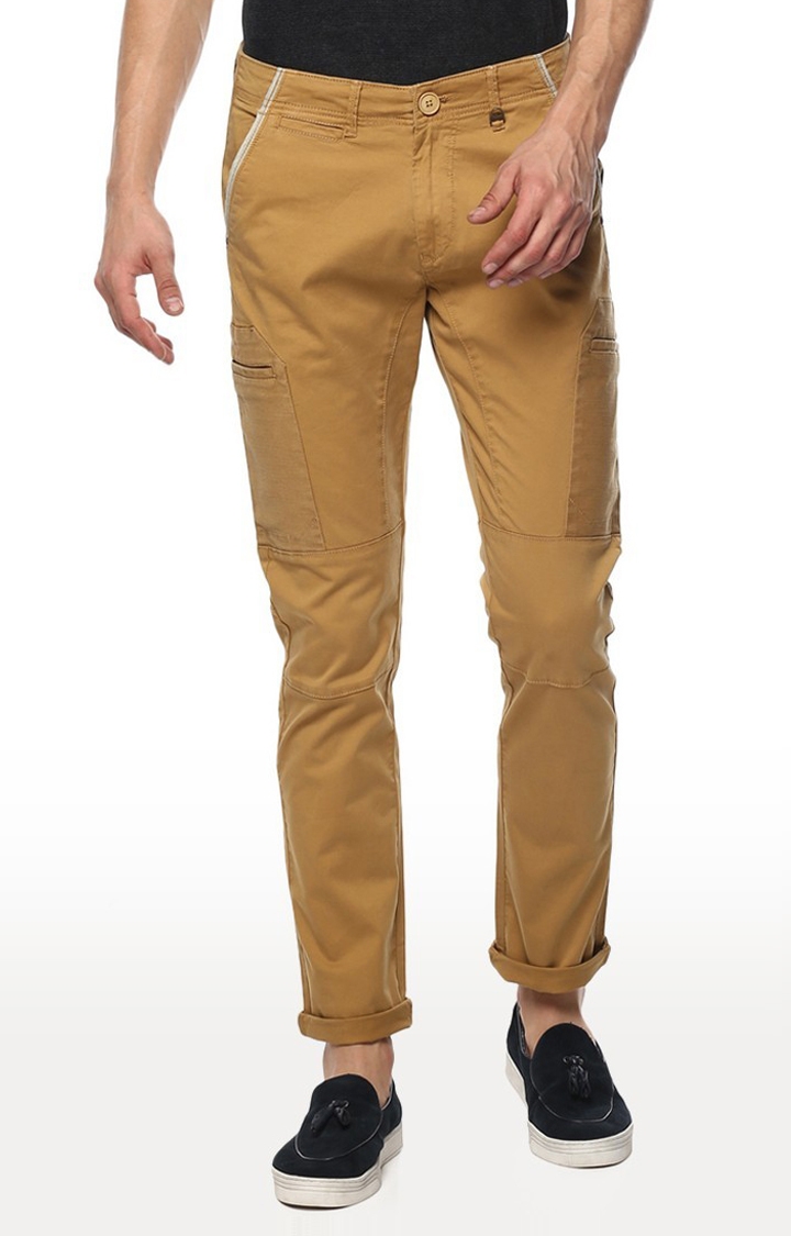 Spykar | Spykar Brown Cotton Slim Fit Trousers For Men