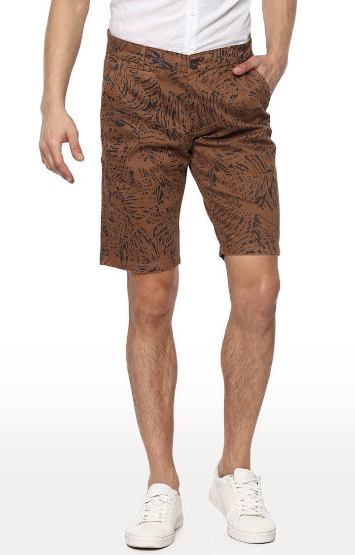Spykar | Spykar Brown Printed Slim Fit Shorts