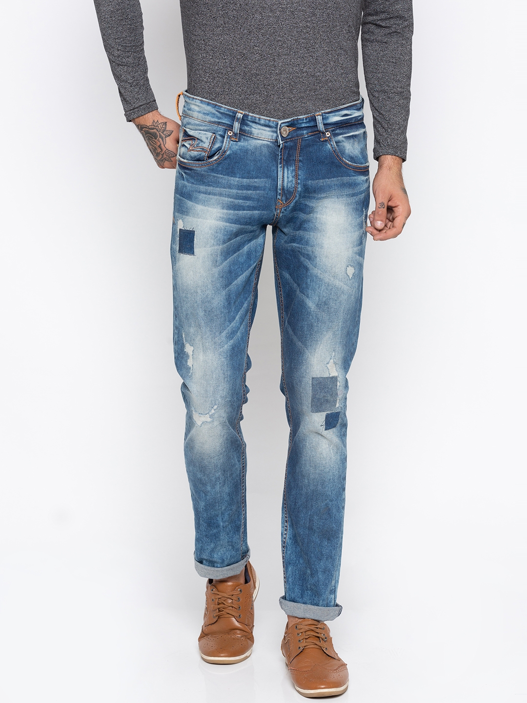 SPYKAR | Spykar Blue Solid Skinny Fit Jeans