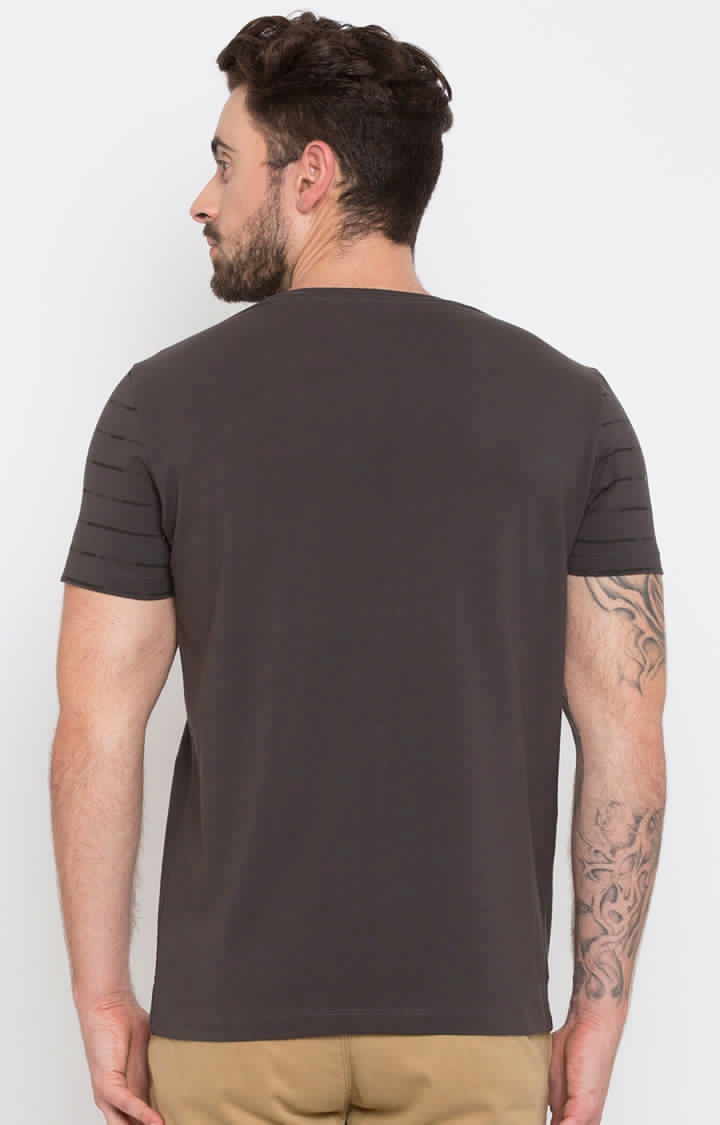 Spykar Khaki Solid T-Shirt