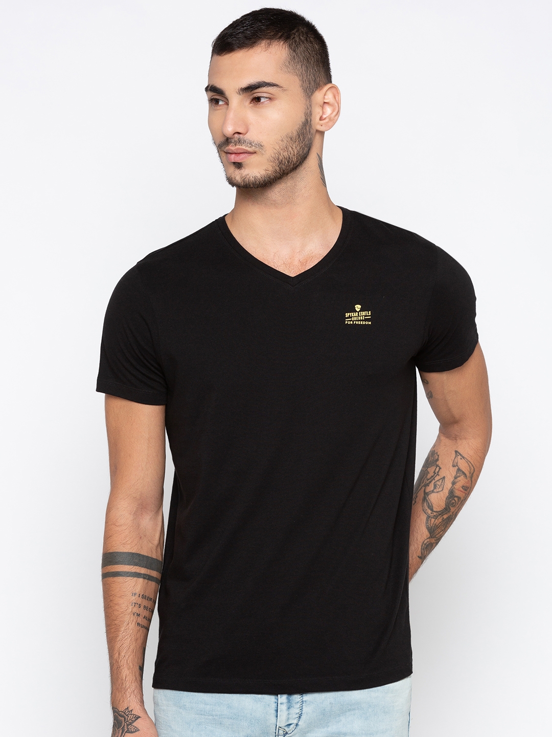 Spykar | spykar Black Solid Slim Fit T-Shirt