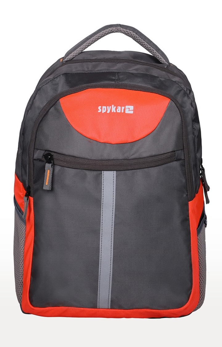 Spykar | Spykar Grey and Orange Colourblock Backpack