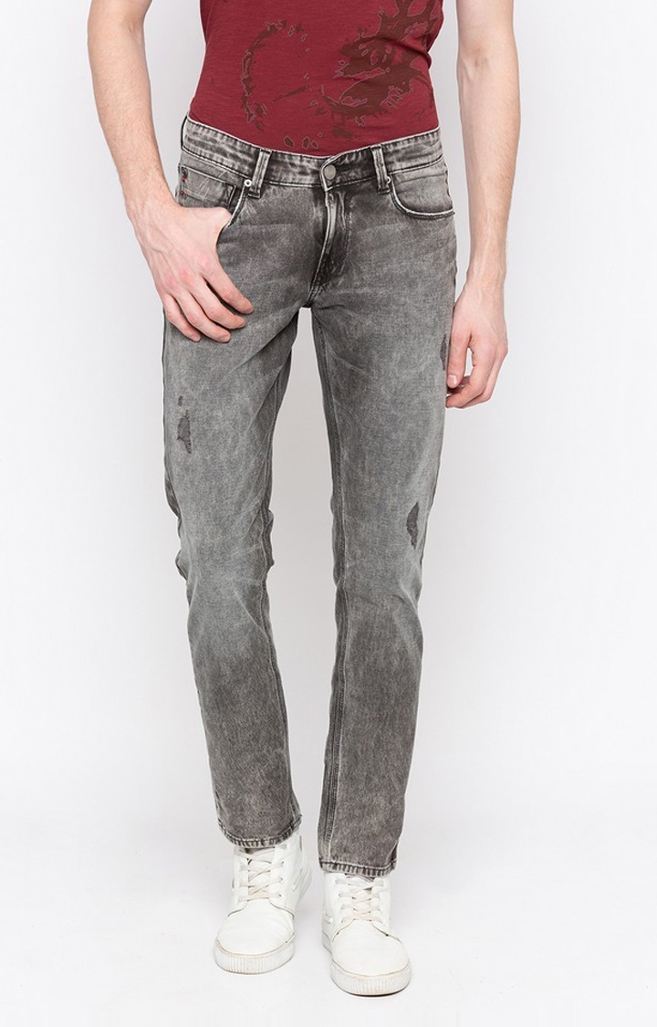 Spykar | Spykar Grey Ripped Skinny Fit Jeans