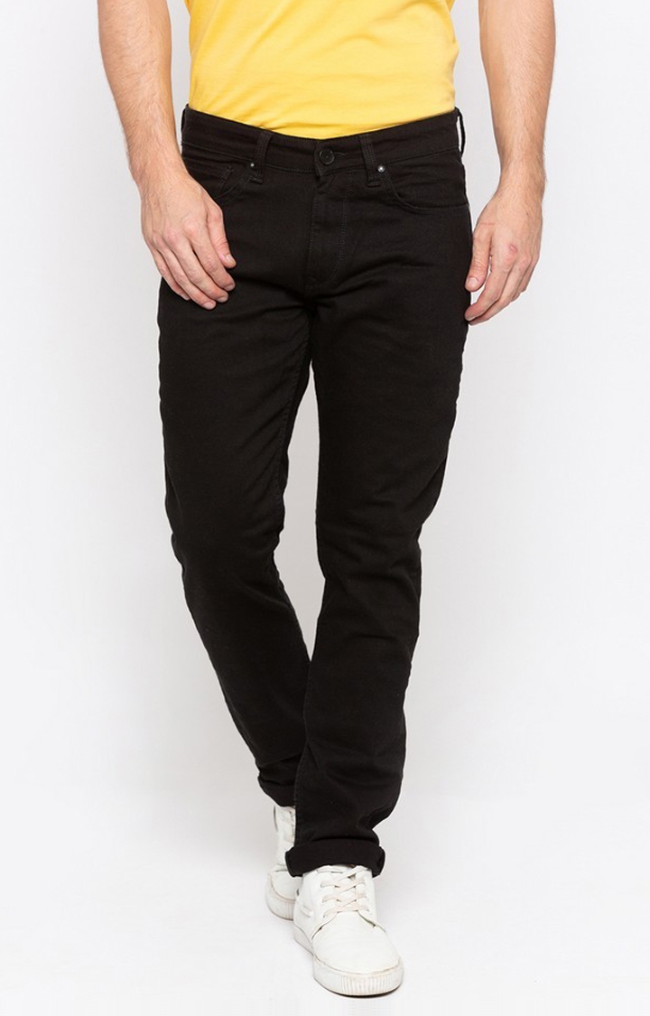 Spykar Black Solid Slim Thigh Narrow Leg Fit Jeans