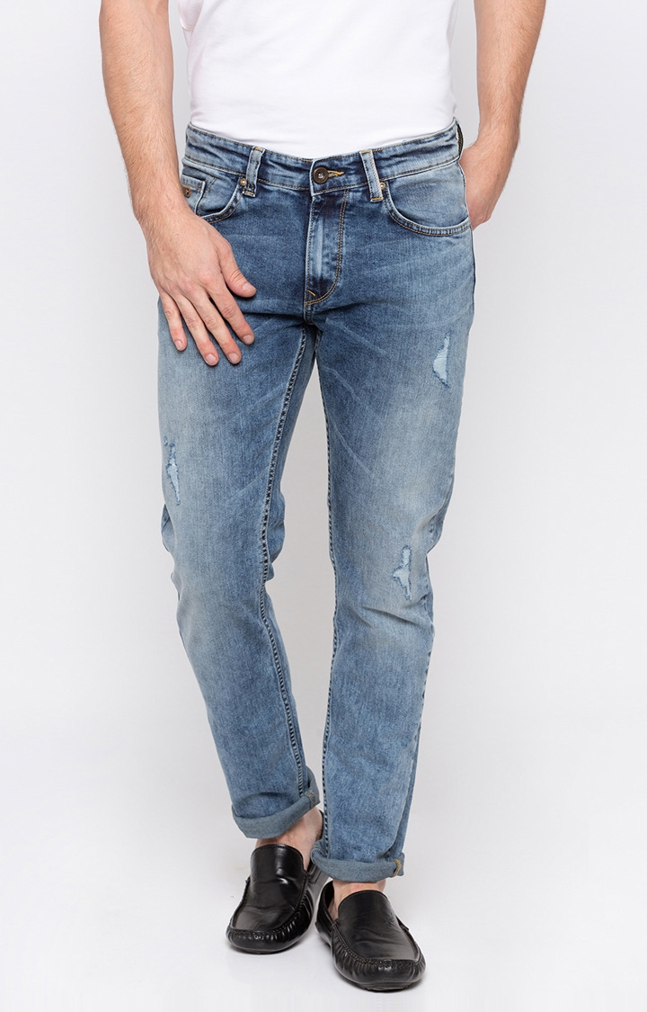 Spykar | Spykar Blue Cotton Slim Fit Jeans For Men