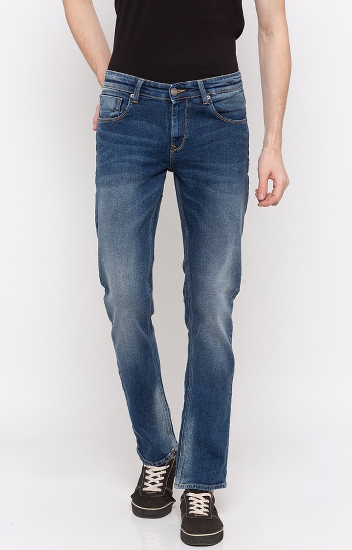Spykar | Spykar Mid Blue Solid Regular Fit Jeans