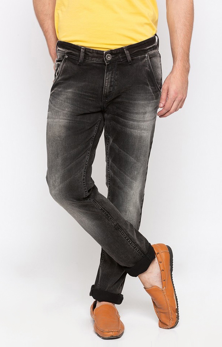 Spykar | Spykar Grey Cotton Slim Fit Tapered Ankle length Jeans For Men