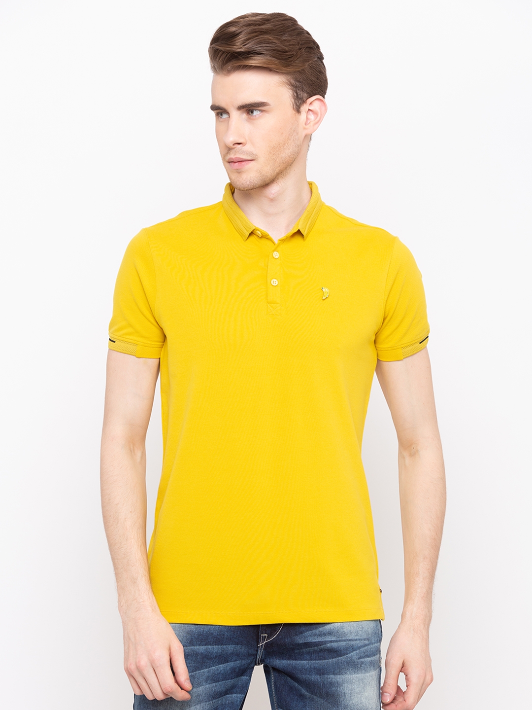 Spykar | spykar Mustard Solid Slim Fit T-Shirt