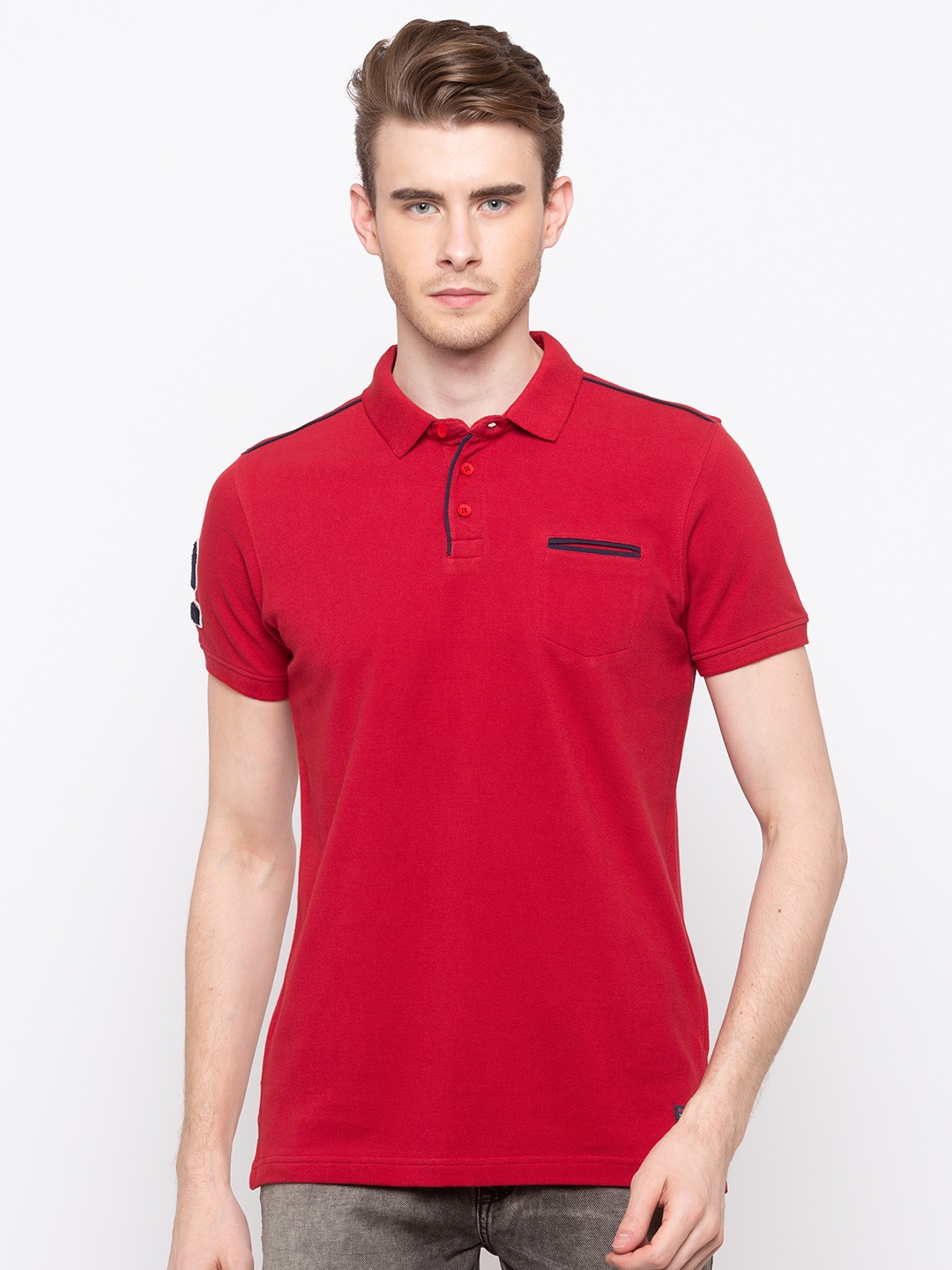 Spykar | spykar Red Solid Slim Fit T-Shirt