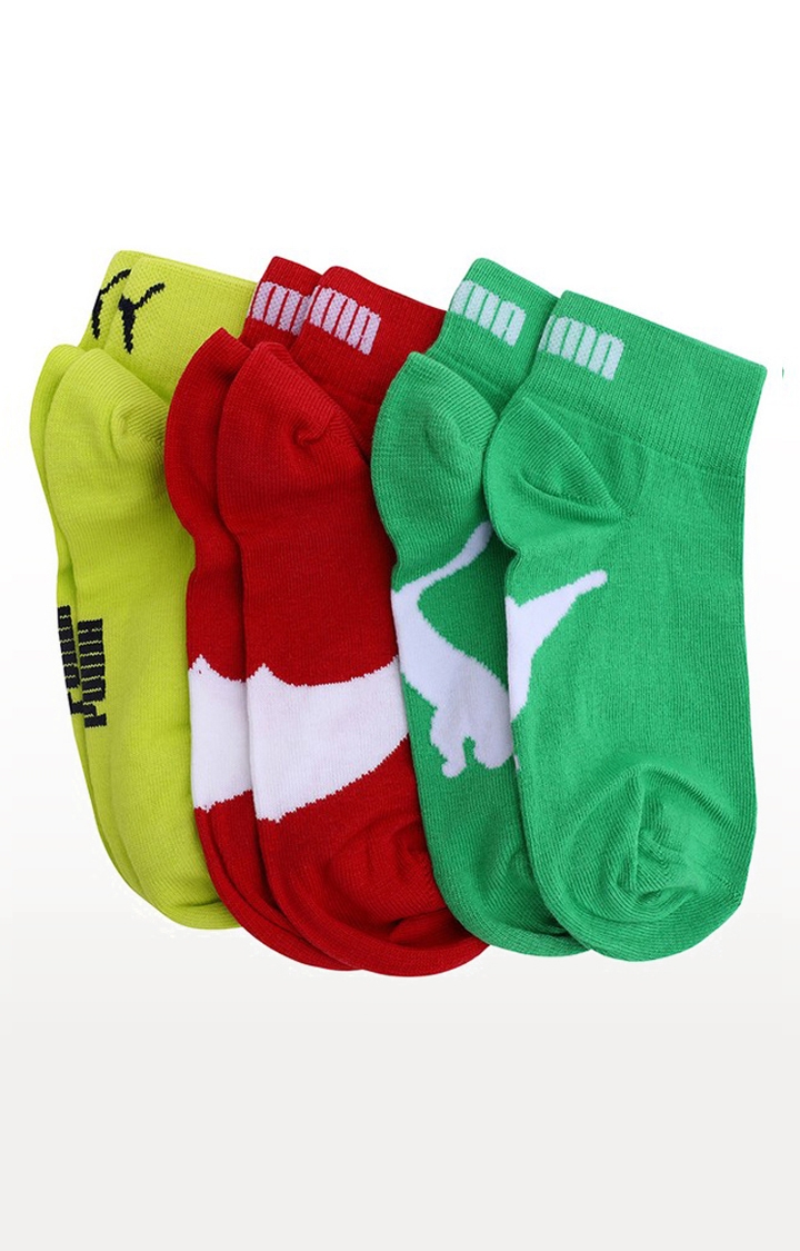 Puma | Lime, Red and Green Solid Socks - Pack of 3