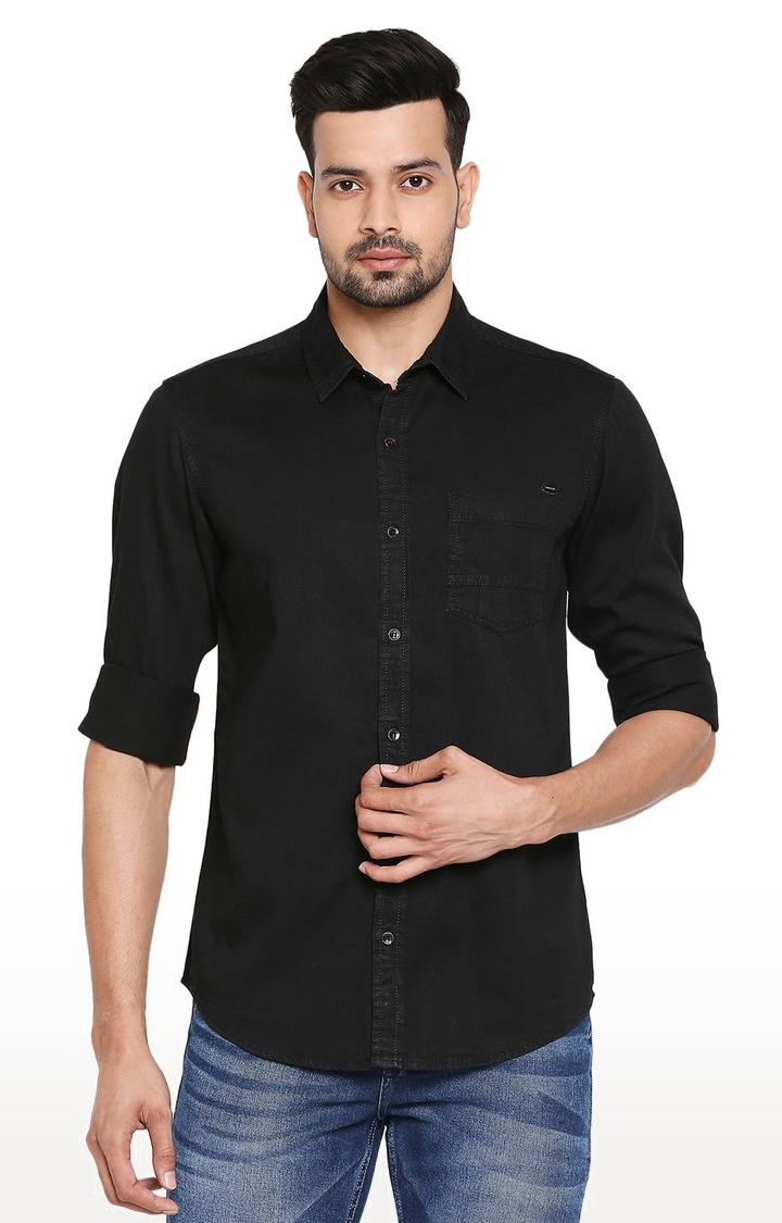 Men's Black Full Sleeves Slim Fit Shirts