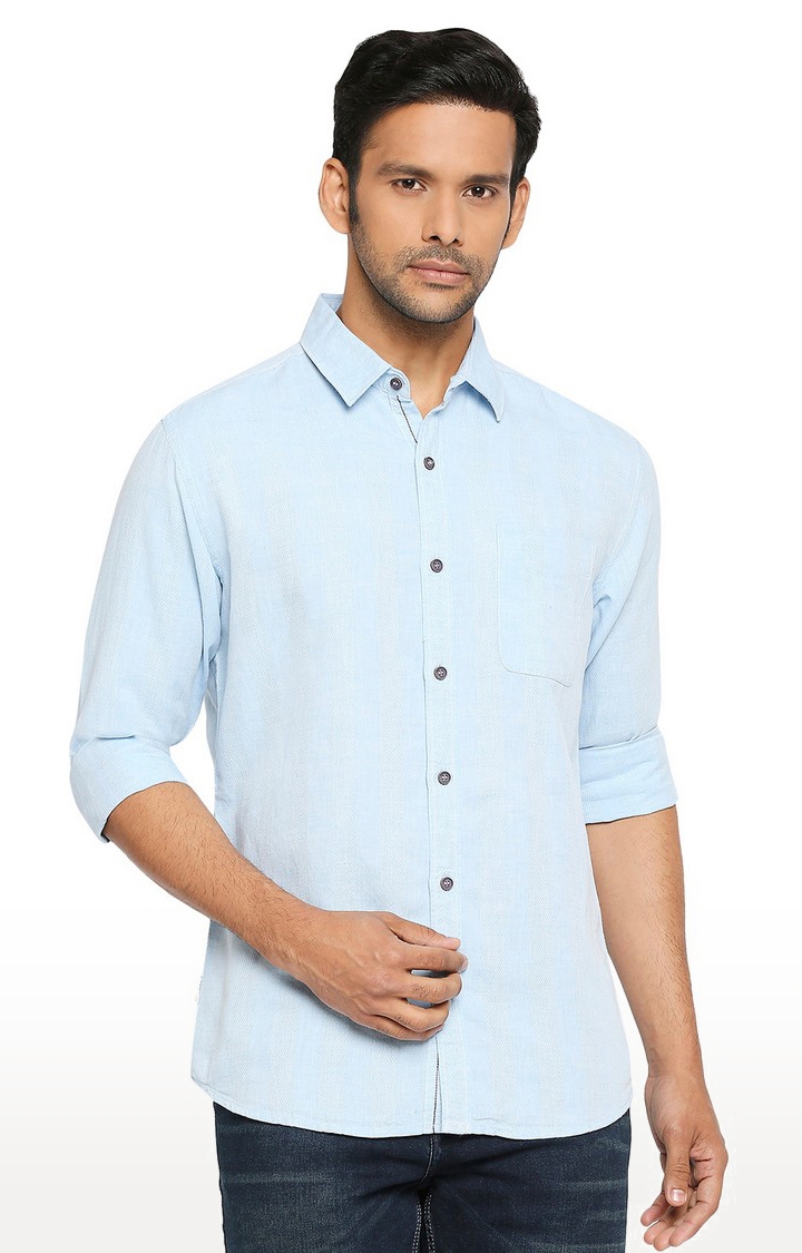 Men's Blue Full Sleeves Slim Fit Shirts