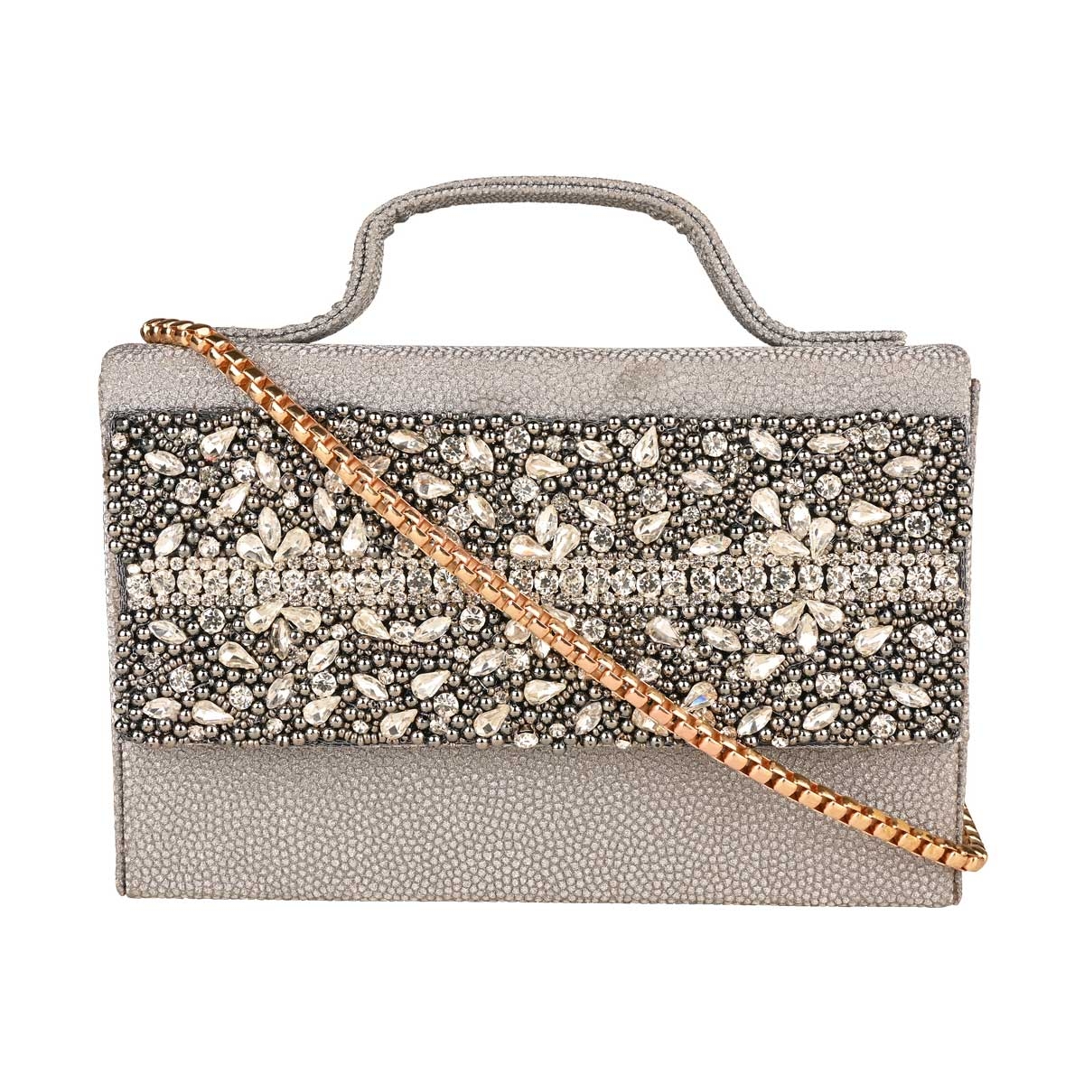 Rocia | Rocia Silver Embroidered Box Bag