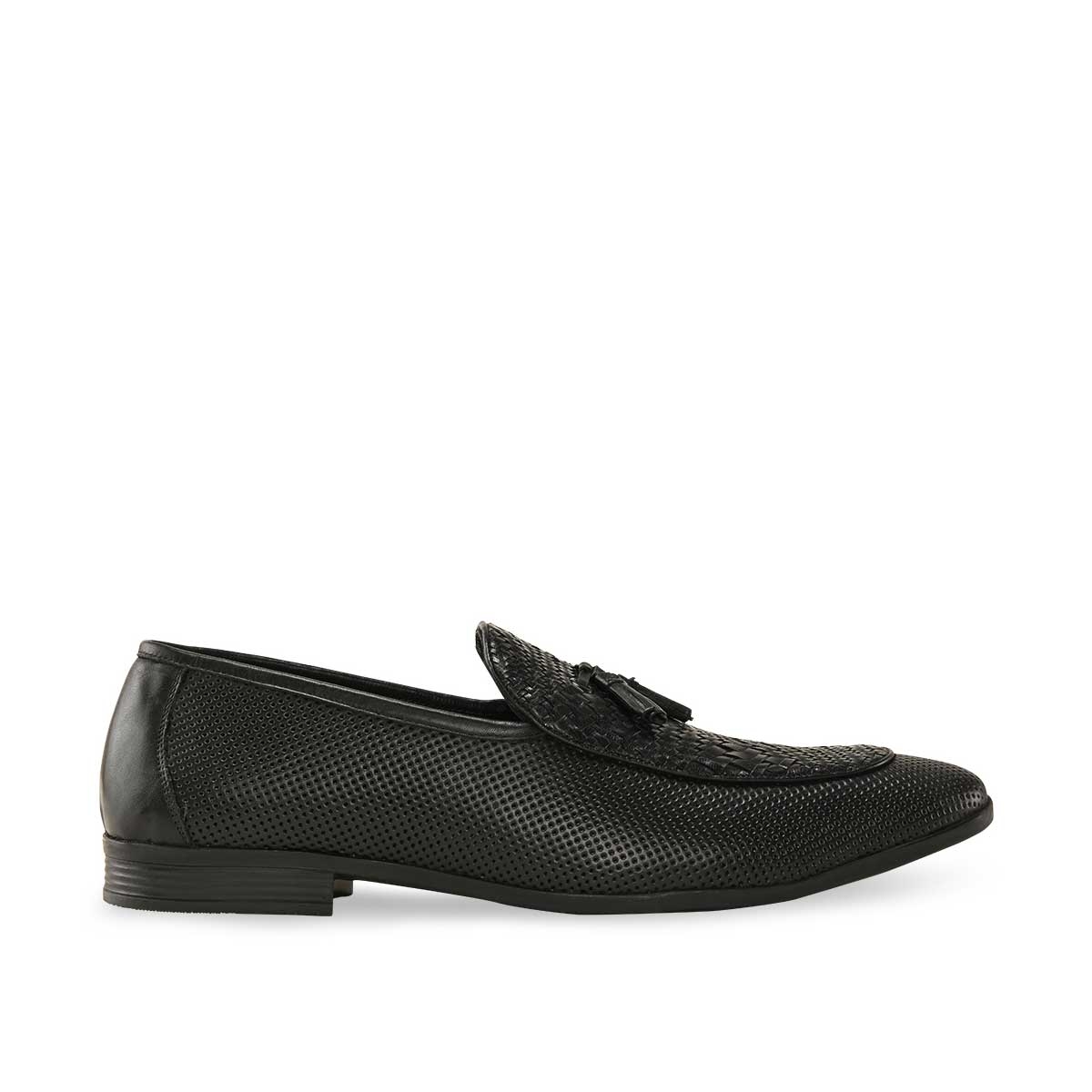 Imperio | Imperio Mens Black Formal Woven Tassel Shoes