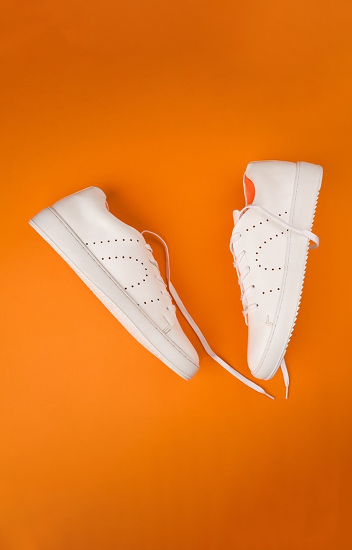 Men's White Synthetic Sneakers