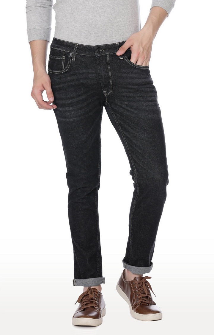 Voi Jeans | Men's Black Cotton Blend Slim Fit Jeans 