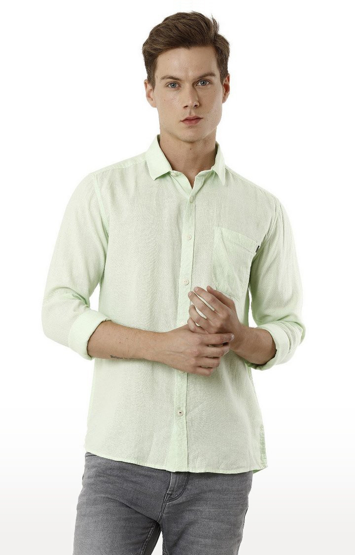 Voi Jeans | Light Green Casual Shirts For Men