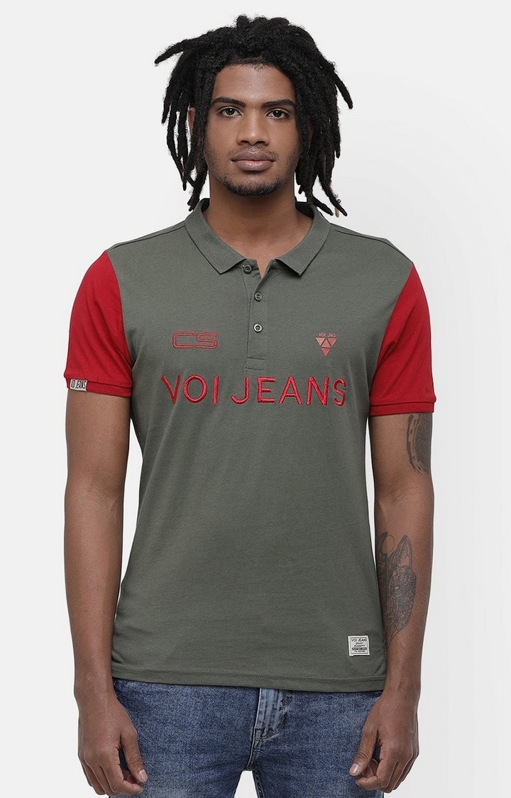 Voi Jeans | Grey Polo T-Shirts For Men