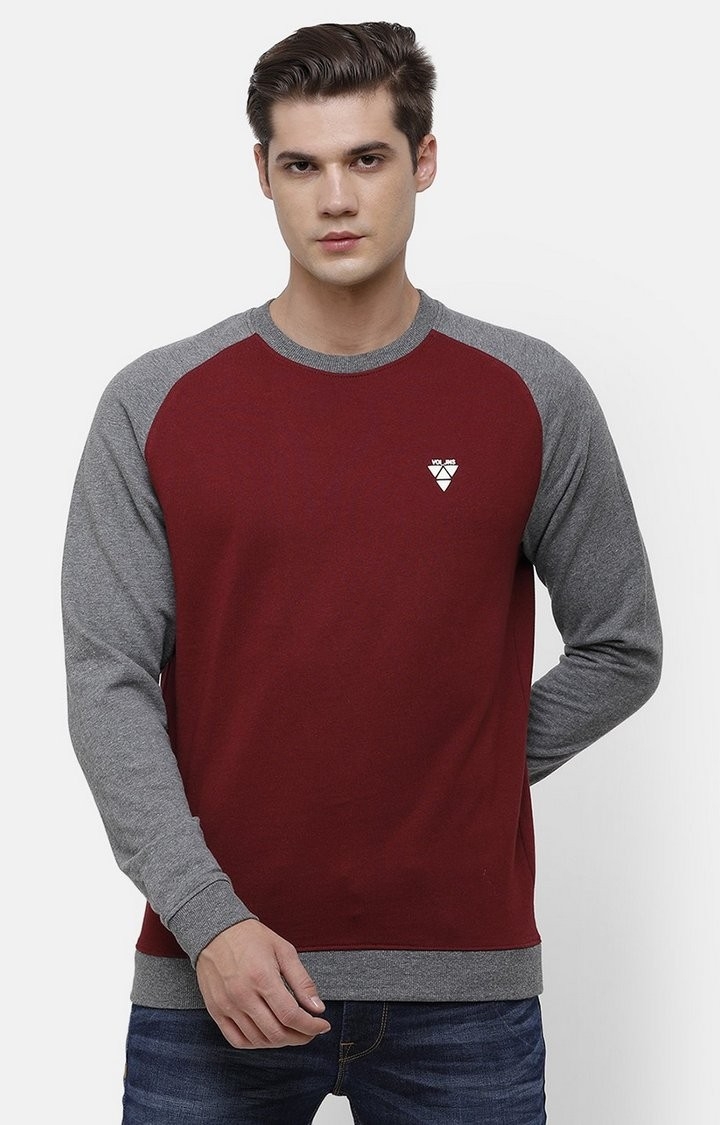 Voi Jeans | Maroon And Grey Sweatshirt For Men