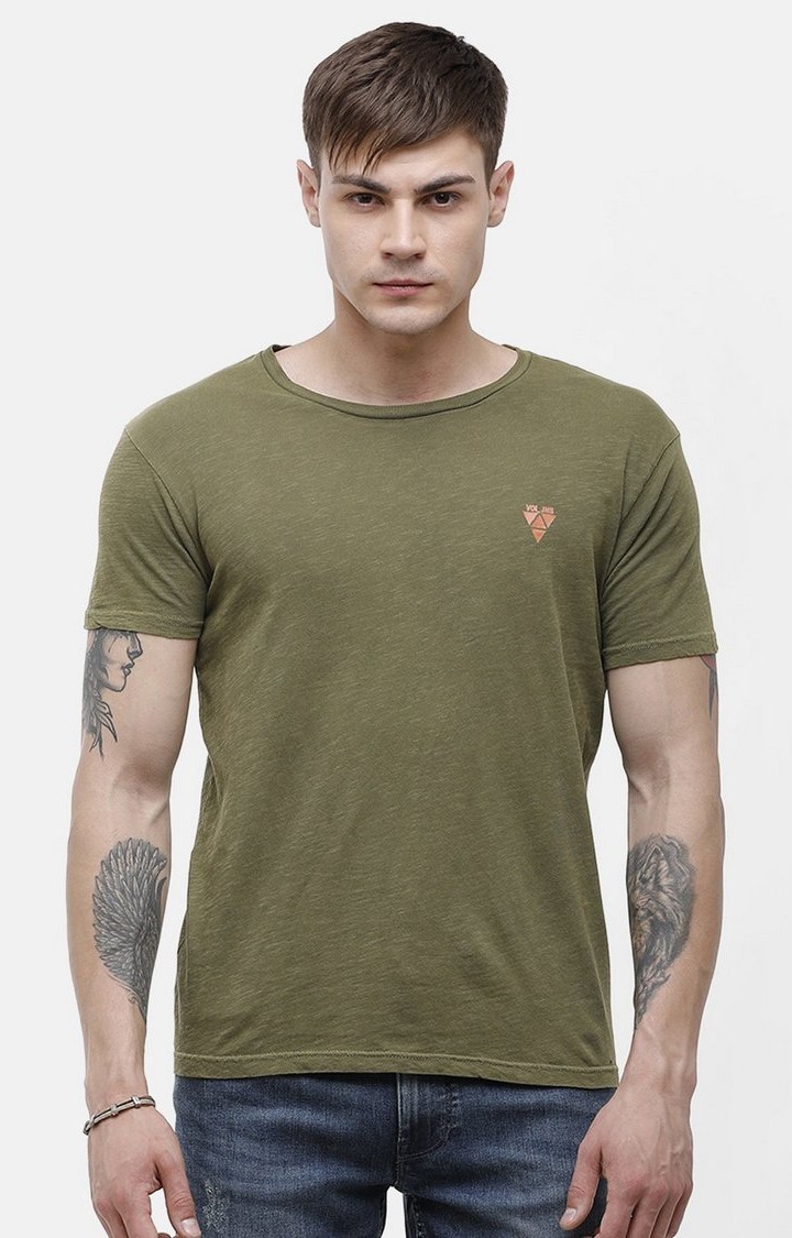 Voi Jeans | Olive Green T-Shirt For Men