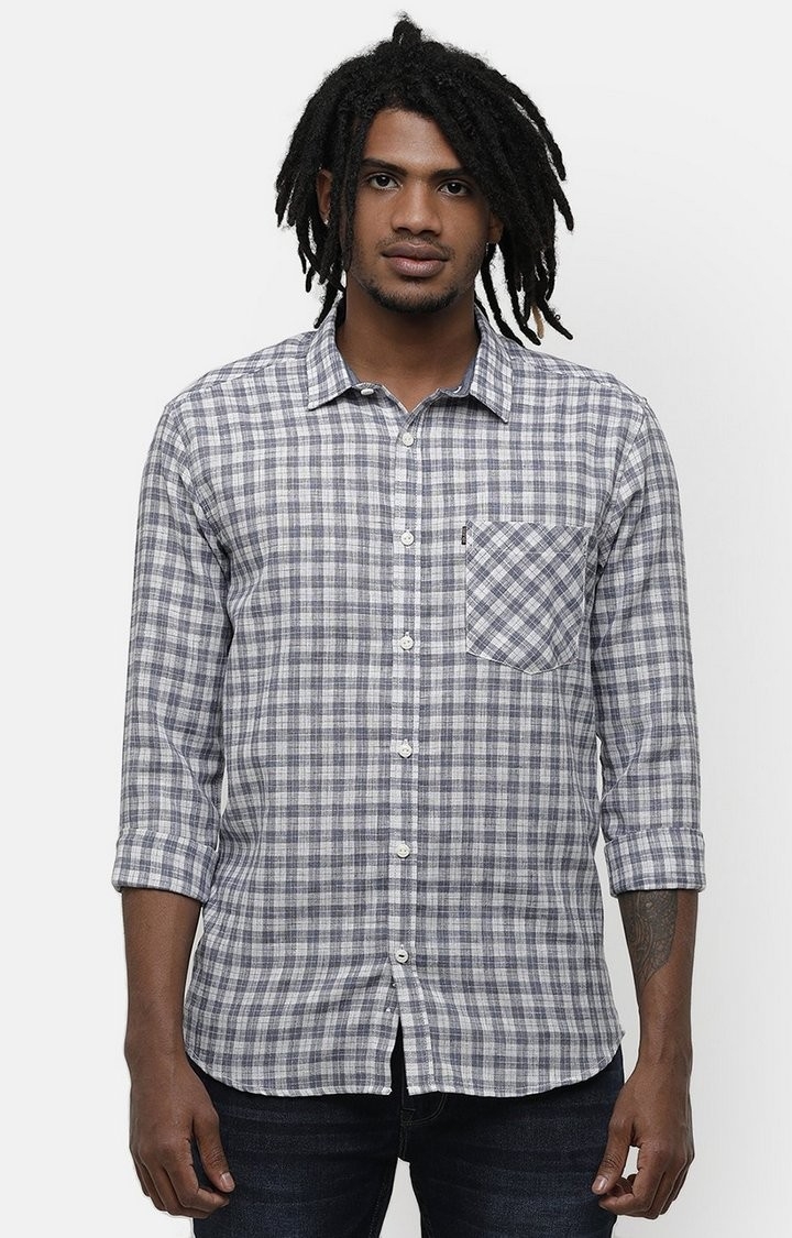Voi Jeans | Blue Checked Casual Shirts For Men