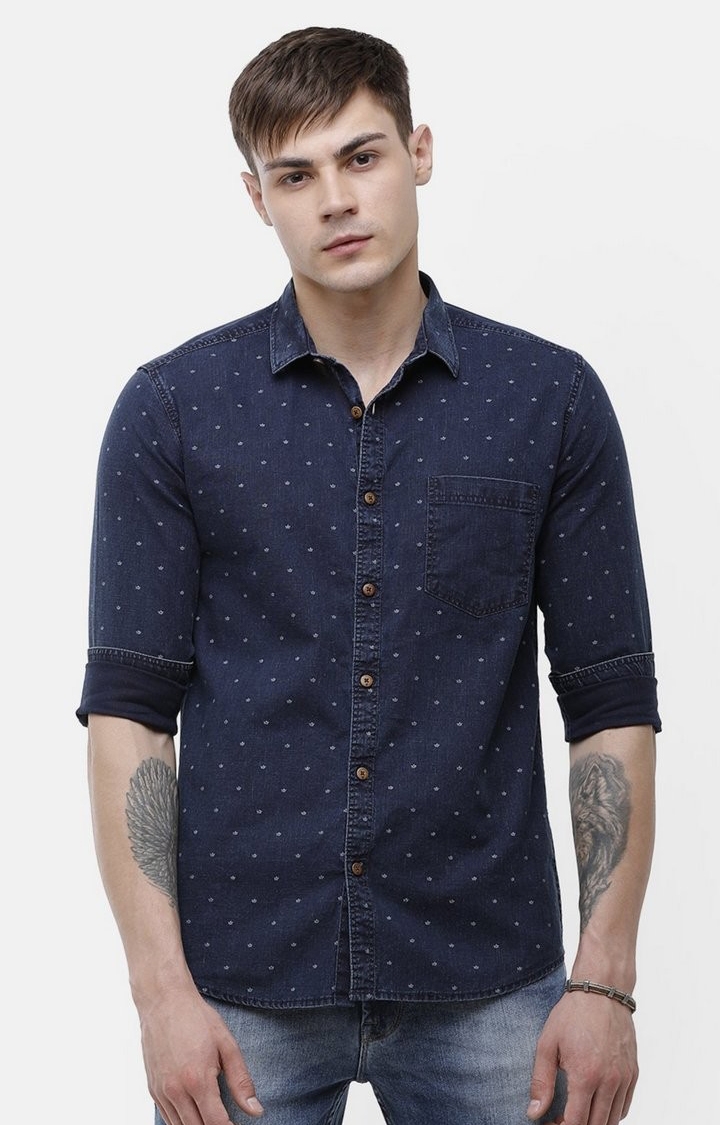 Voi Jeans | Navy Blue Casual Shirt For Men