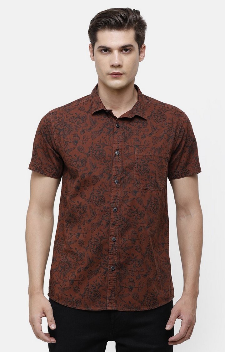 Voi Jeans | Brown Floral Casual Shirt