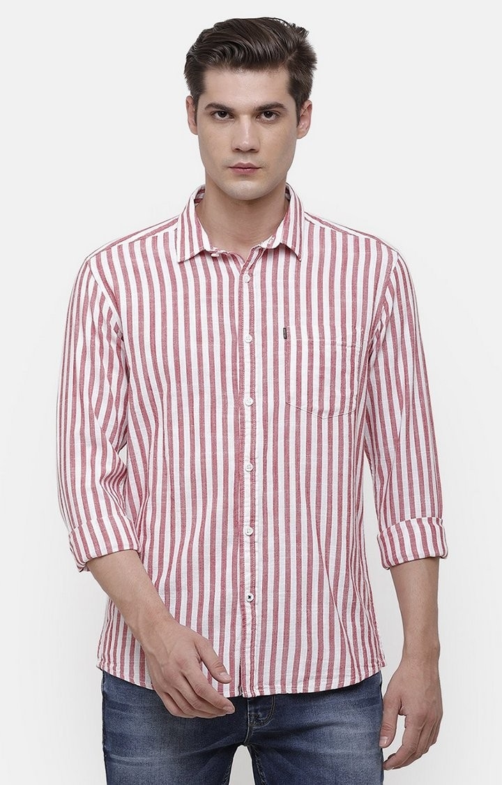 Voi Jeans | Red And White Casual Shirt For Men