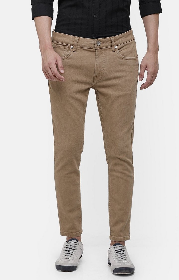 Voi Jeans | Men's Brown Cotton Slim Fit Jeans