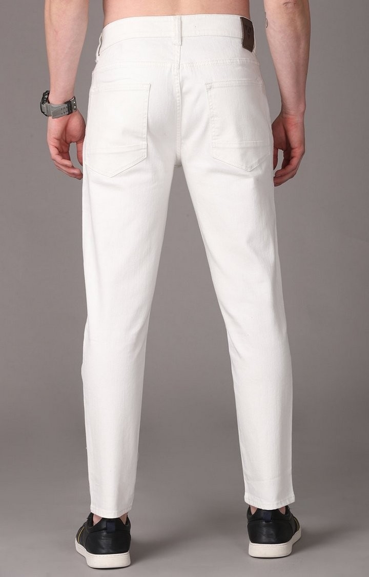 Men's White Denim Casual Slim Fit Jeans