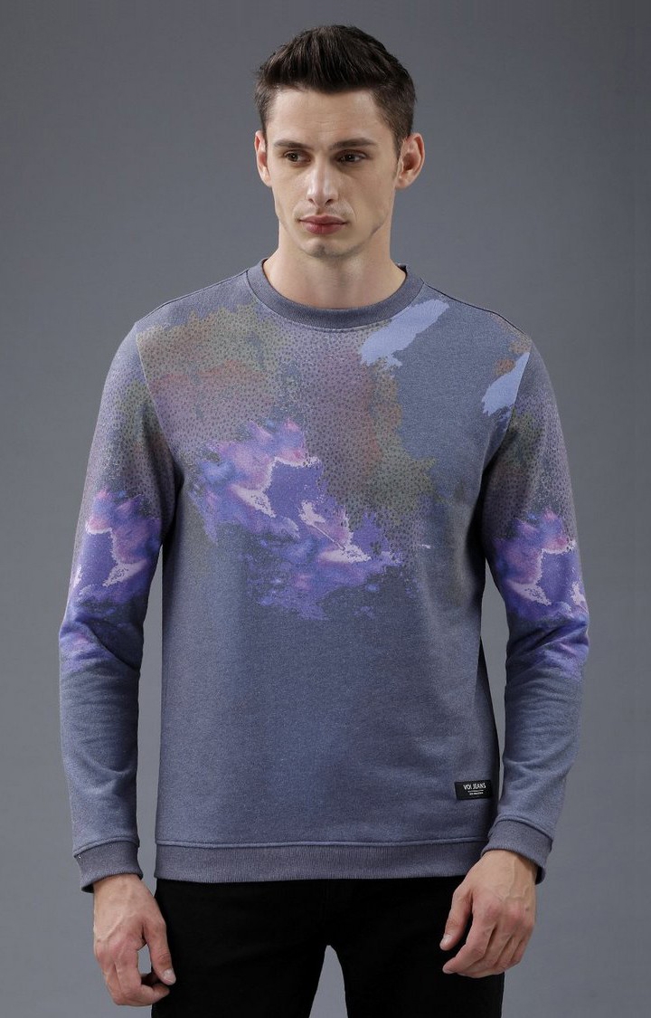 Voi Jeans | Men's lavender And Blue Casual Tie And Dye Sweatshirt Sweatshirt