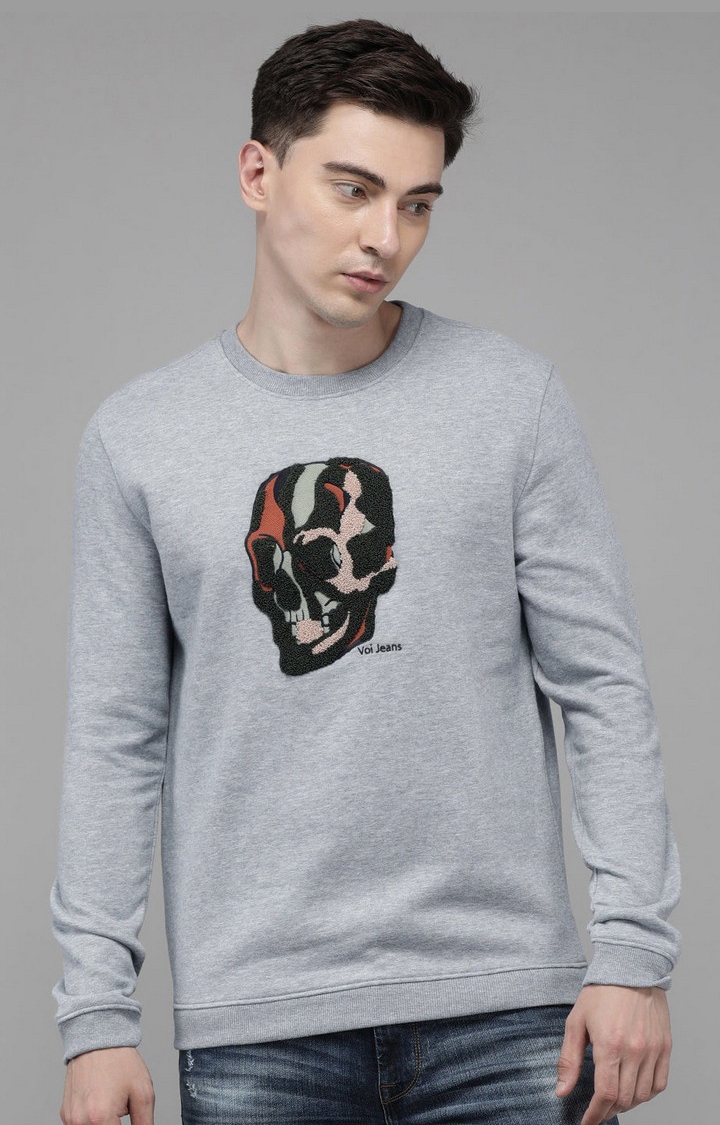 Voi Jeans | Men's Grey Embroidered Sweatshirt