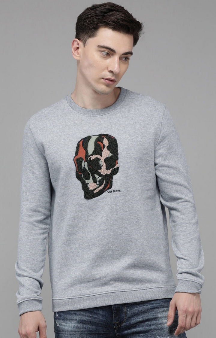Voi Jeans | Men's Grey Embroidered Sweatshirt ( VOSSL003 )