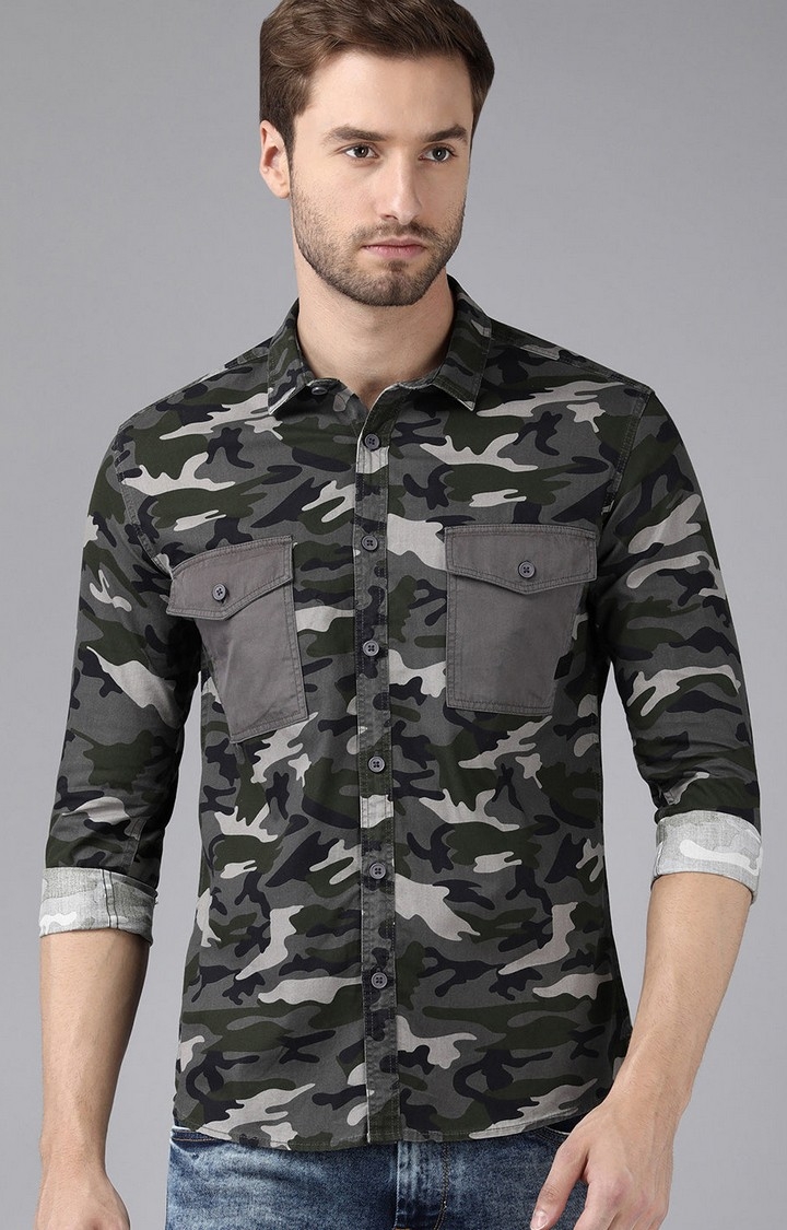 Men Multicolor Camouflage Printed Casual Shirt For Men
