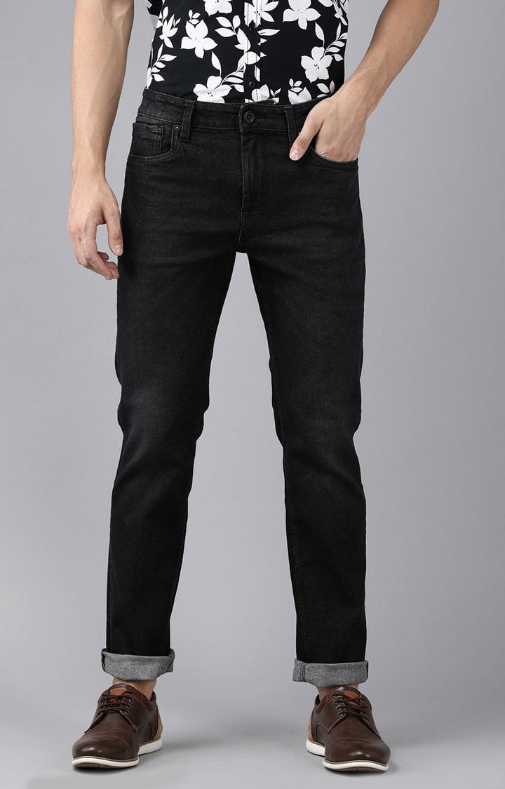 Voi Jeans | Men's Black Cotton Slim Fit Jeans 