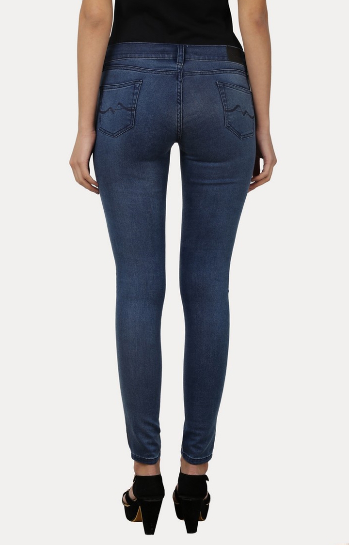 Women's Blue Cotton Skinny Jeans