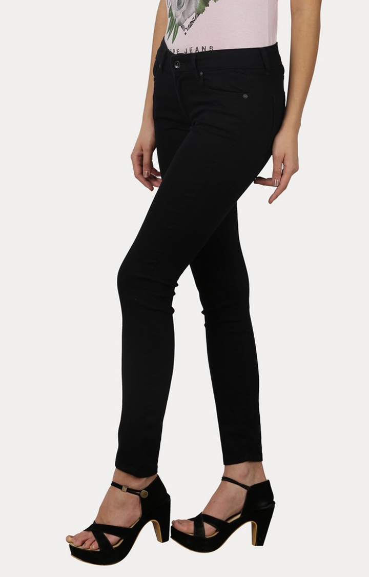 Women's Black Cotton Skinny Jeans