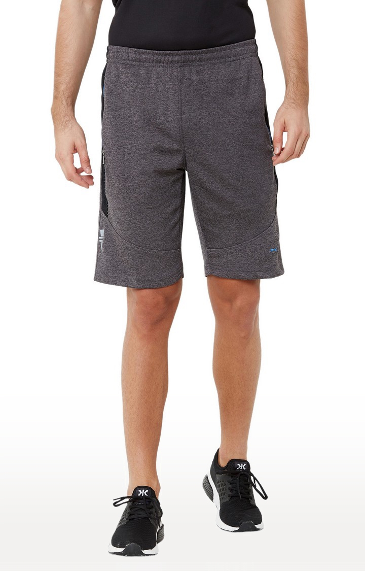 Men's  Black Polyester Solid Shorts