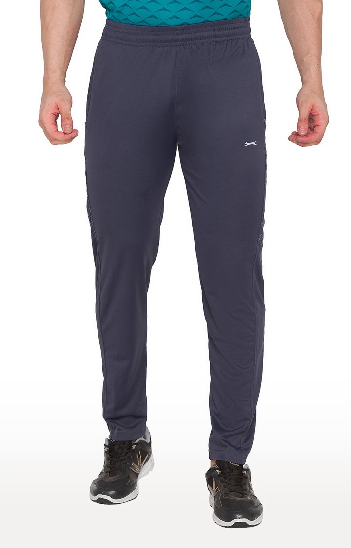 Men's  Grey Polyester Solid Trackpants