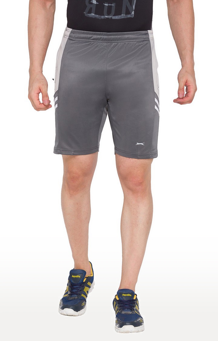 Men's  Grey Polyester Solid Shorts