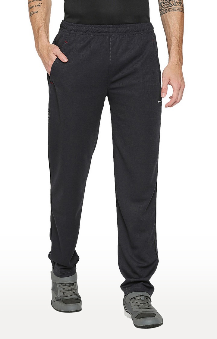 Men's  Grey Polyester Solid Trackpants